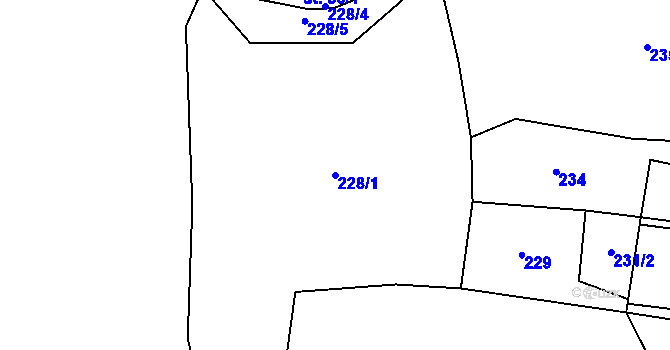 Parcela st. 228/1 v KÚ Tichonice, Katastrální mapa