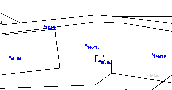 Parcela st. 146/18 v KÚ Tichonice, Katastrální mapa