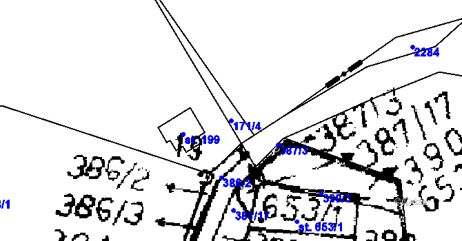 Parcela st. 171/4 v KÚ Tichonice, Katastrální mapa