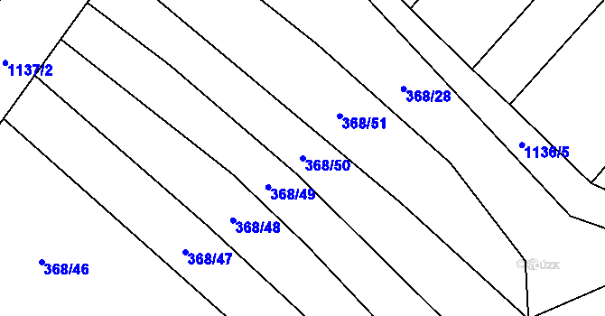 Parcela st. 368/50 v KÚ Tichonice, Katastrální mapa