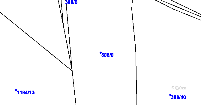 Parcela st. 388/8 v KÚ Tichonice, Katastrální mapa