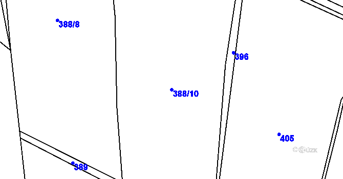 Parcela st. 388/10 v KÚ Tichonice, Katastrální mapa