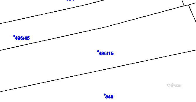 Parcela st. 496/15 v KÚ Tichonice, Katastrální mapa