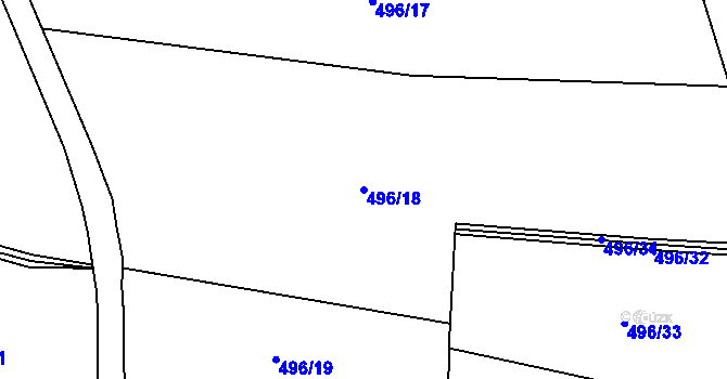 Parcela st. 496/18 v KÚ Tichonice, Katastrální mapa
