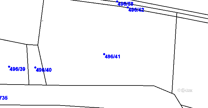Parcela st. 496/41 v KÚ Tichonice, Katastrální mapa