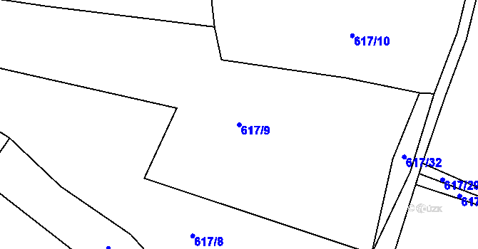 Parcela st. 617/9 v KÚ Tichonice, Katastrální mapa