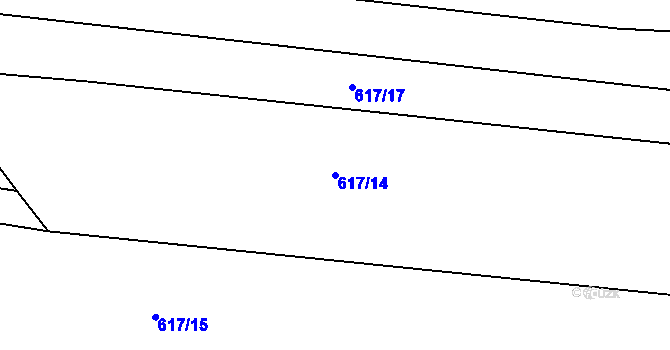 Parcela st. 617/14 v KÚ Tichonice, Katastrální mapa