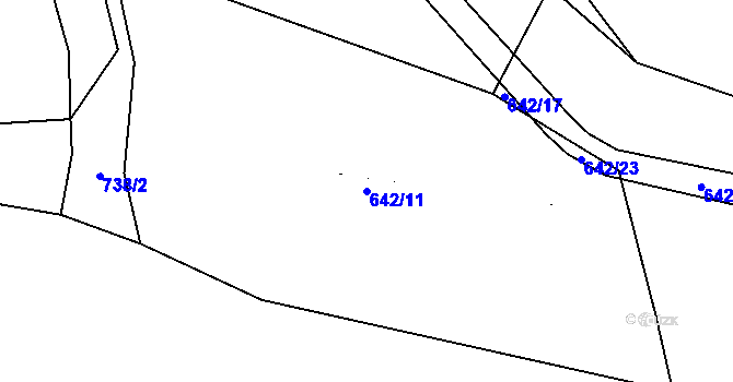 Parcela st. 642/11 v KÚ Tichonice, Katastrální mapa