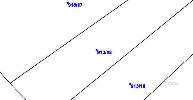 Parcela st. 913/18 v KÚ Tichonice, Katastrální mapa
