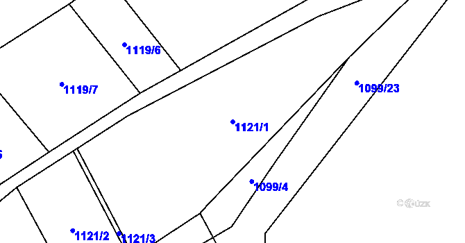 Parcela st. 1121/1 v KÚ Tichonice, Katastrální mapa