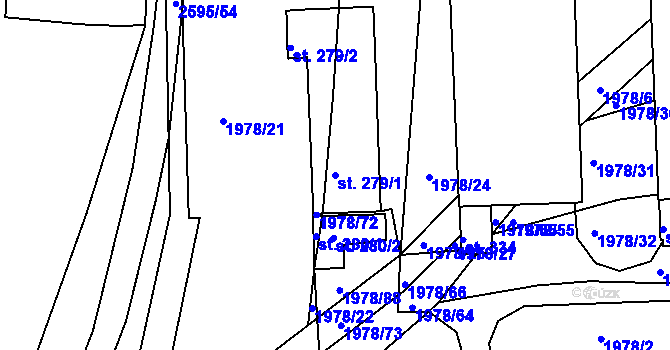 Parcela st. 279/1 v KÚ Tichov, Katastrální mapa