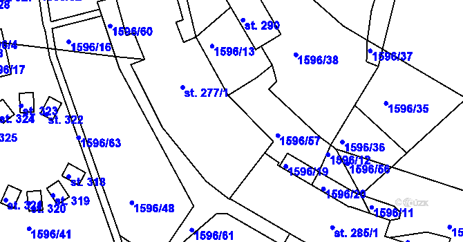 Parcela st. 277/1 v KÚ Tichov, Katastrální mapa