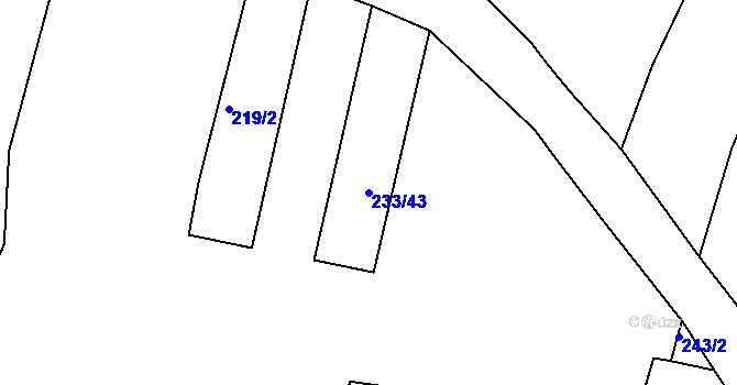 Parcela st. 233/43 v KÚ Tichov, Katastrální mapa