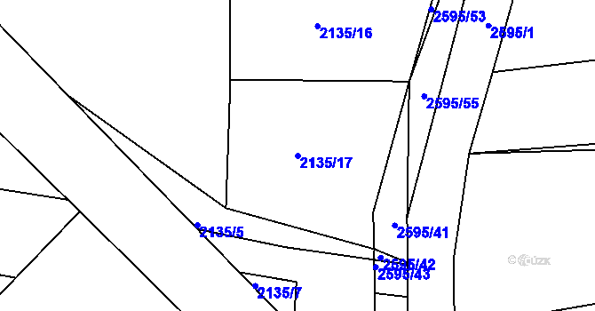 Parcela st. 2135/17 v KÚ Tichov, Katastrální mapa