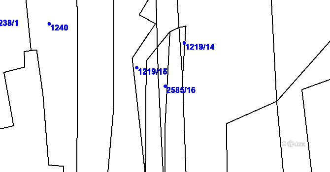 Parcela st. 2585/16 v KÚ Tichov, Katastrální mapa