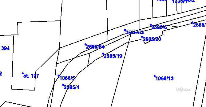 Parcela st. 2585/19 v KÚ Tichov, Katastrální mapa
