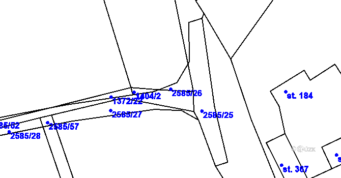 Parcela st. 2585/26 v KÚ Tichov, Katastrální mapa