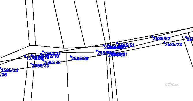 Parcela st. 2585/44 v KÚ Tichov, Katastrální mapa