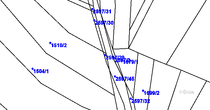 Parcela st. 2597/29 v KÚ Tichov, Katastrální mapa