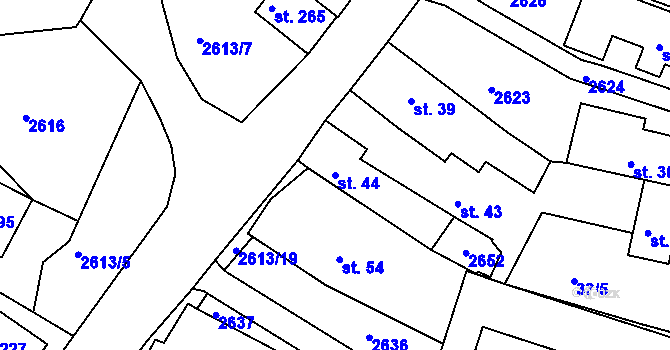 Parcela st. 44 v KÚ Tichov, Katastrální mapa