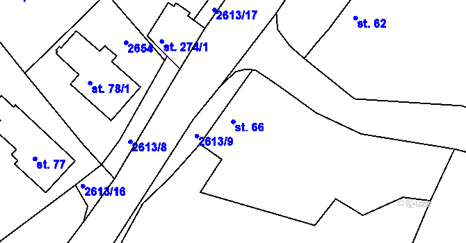 Parcela st. 66 v KÚ Tichov, Katastrální mapa