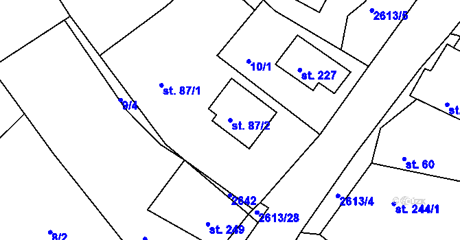 Parcela st. 87/2 v KÚ Tichov, Katastrální mapa
