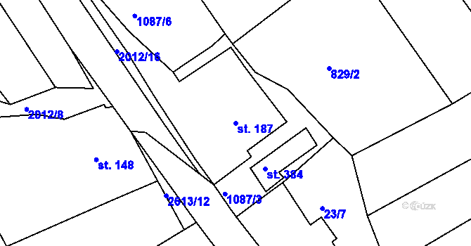 Parcela st. 187 v KÚ Tichov, Katastrální mapa