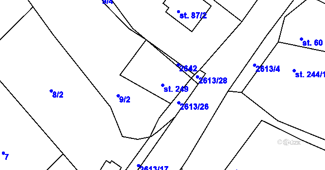 Parcela st. 249 v KÚ Tichov, Katastrální mapa