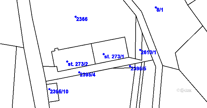 Parcela st. 273/1 v KÚ Tichov, Katastrální mapa