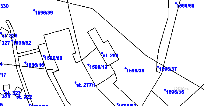 Parcela st. 290 v KÚ Tichov, Katastrální mapa