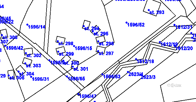 Parcela st. 297 v KÚ Tichov, Katastrální mapa