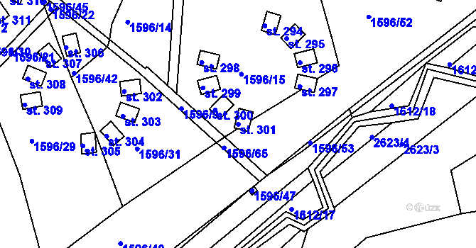 Parcela st. 301 v KÚ Tichov, Katastrální mapa