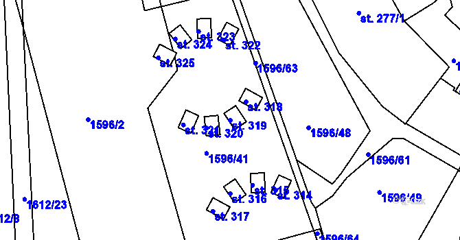 Parcela st. 319 v KÚ Tichov, Katastrální mapa