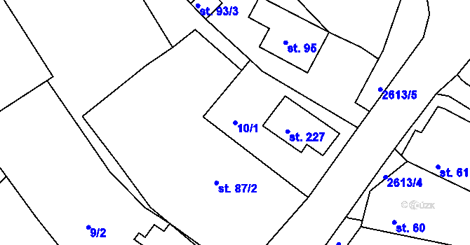 Parcela st. 10/1 v KÚ Tichov, Katastrální mapa