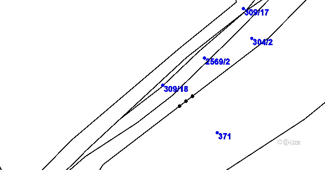 Parcela st. 309/18 v KÚ Tichov, Katastrální mapa