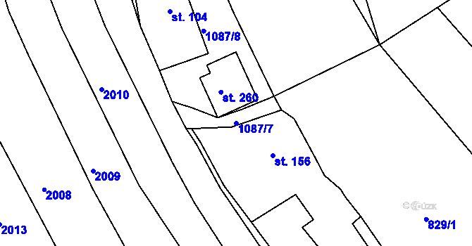 Parcela st. 1087/7 v KÚ Tichov, Katastrální mapa
