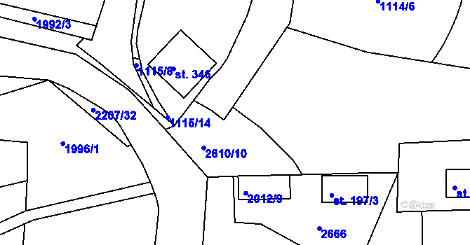 Parcela st. 2585/3 v KÚ Tichov, Katastrální mapa