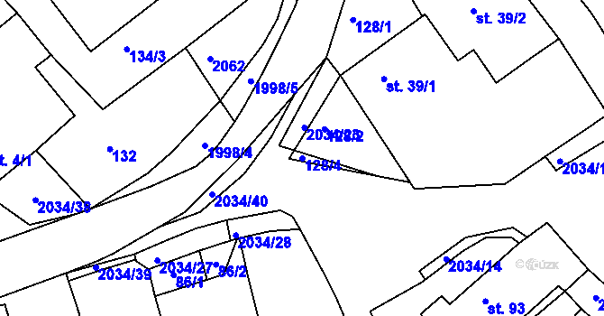 Parcela st. 128/4 v KÚ Tis u Habrů, Katastrální mapa