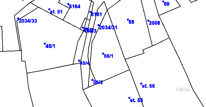 Parcela st. 56/1 v KÚ Tis u Habrů, Katastrální mapa