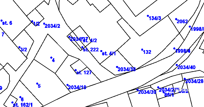 Parcela st. 4 v KÚ Tis u Habrů, Katastrální mapa