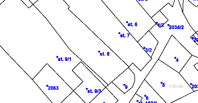 Parcela st. 8 v KÚ Tis u Habrů, Katastrální mapa