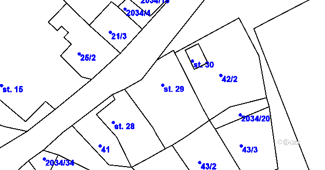 Parcela st. 29 v KÚ Tis u Habrů, Katastrální mapa