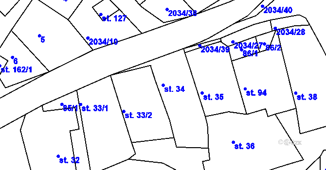 Parcela st. 34 v KÚ Tis u Habrů, Katastrální mapa