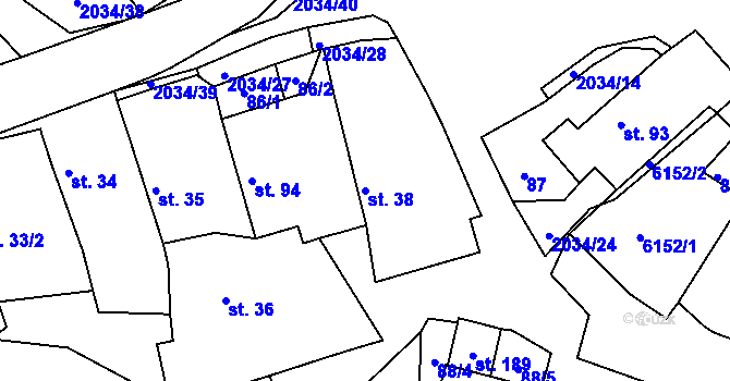 Parcela st. 38 v KÚ Tis u Habrů, Katastrální mapa