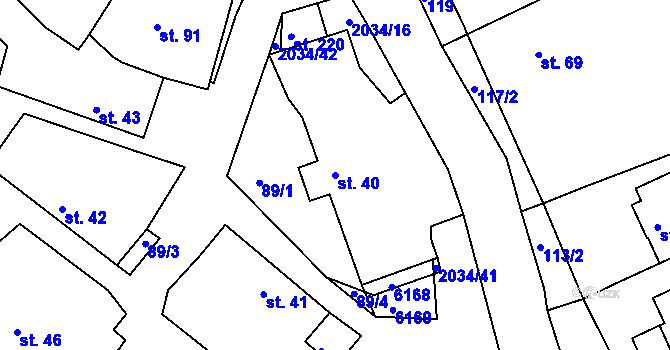 Parcela st. 40 v KÚ Tis u Habrů, Katastrální mapa