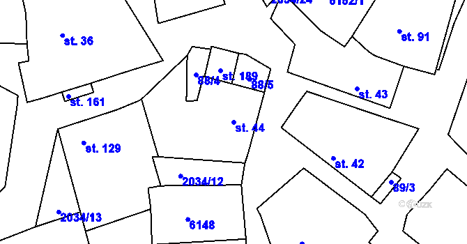 Parcela st. 44 v KÚ Tis u Habrů, Katastrální mapa