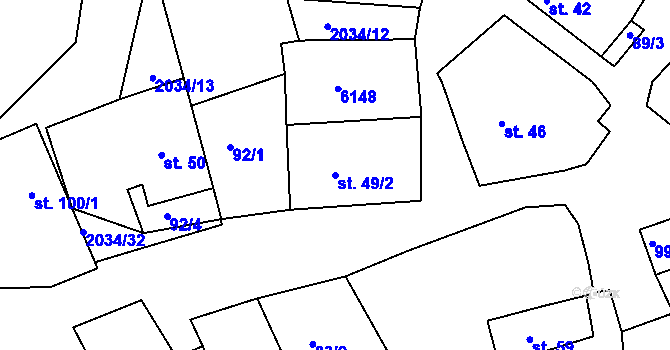 Parcela st. 49/2 v KÚ Tis u Habrů, Katastrální mapa