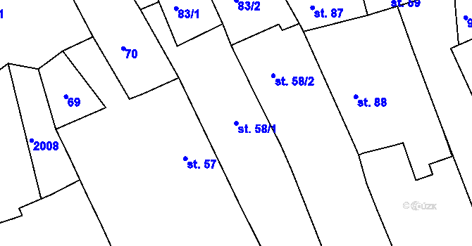 Parcela st. 58/1 v KÚ Tis u Habrů, Katastrální mapa