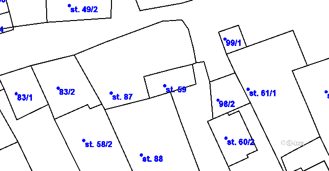 Parcela st. 59 v KÚ Tis u Habrů, Katastrální mapa