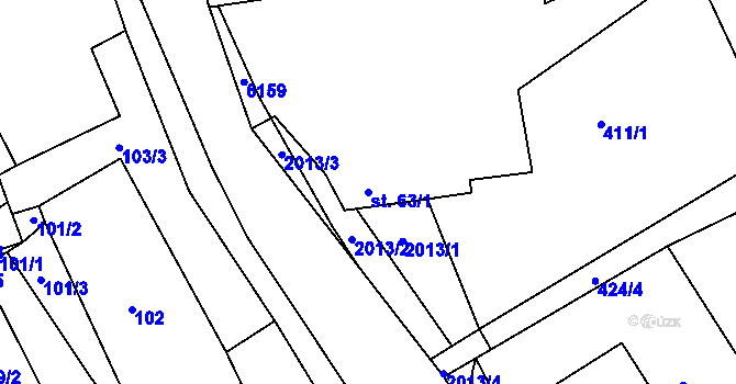 Parcela st. 63/1 v KÚ Tis u Habrů, Katastrální mapa